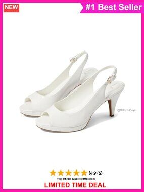 Faux Leather Slingback Peep Toe Heels Comfort Wedding Shoes